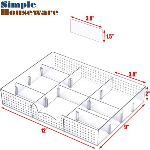 Clear Drawer Organizer Tray with Adjustable Dividers for Office Desk Storage - Picture 3 of 8